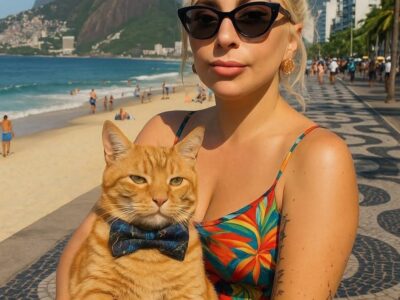 Lady Gaga en Río de Janeiro. Al fondo el Morro Dois Irmãos / Fotografía RRSS